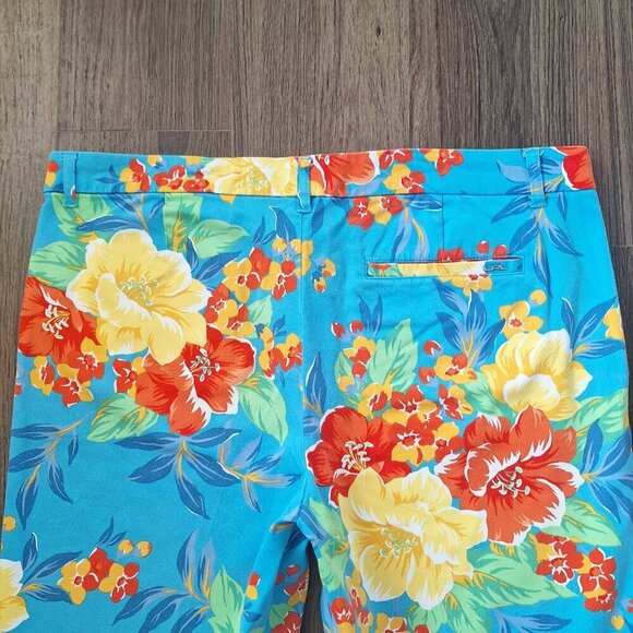 💙 Ralph Lauren Tropical Print Bermunda Shorts With Pockets Cotton - Picture 8 of 9